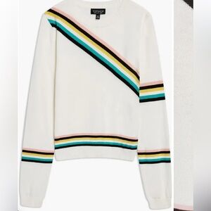 Topshop Chevron Fine Gauge Crew Neck Sweater